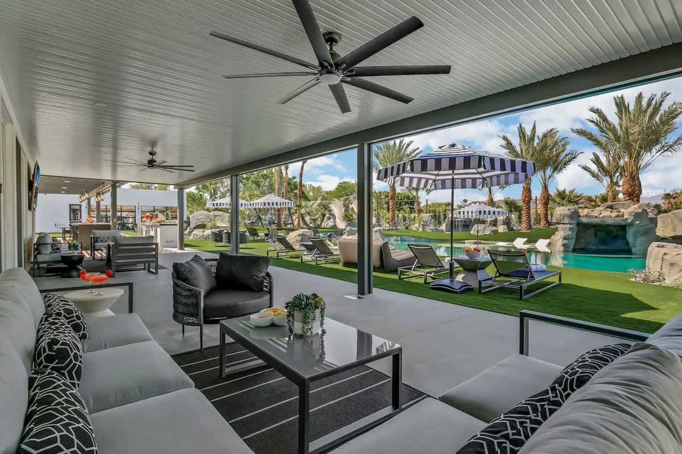 Covered patio lounge